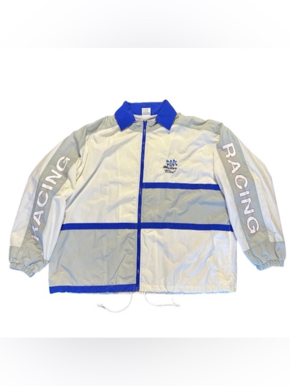 Vintage Miller Lite Time Jacket Racing Men’s XL Color Block Embroidered
